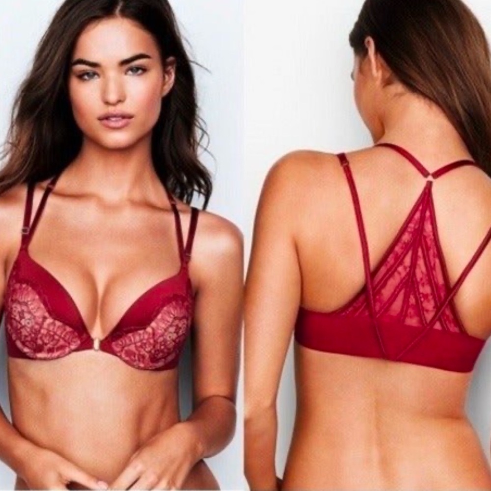 Victoria’s Secret Very Sexy Wine Lace Overlay Push-up Bra